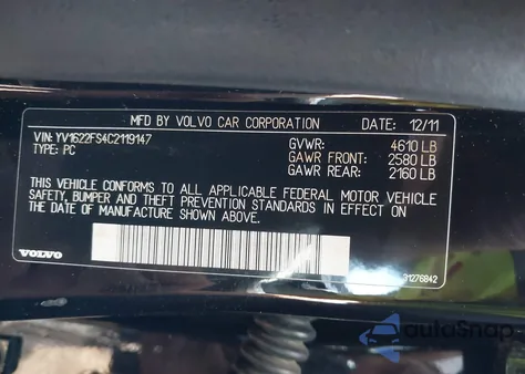 2012 Volvo S60 T5 из США, поврежденный, VIN YV1622FS4C2119147